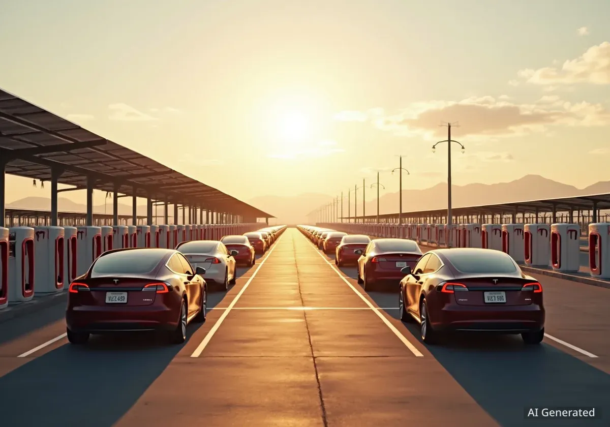 Teslas größter Ladepark arbeitet mit Solarstrom